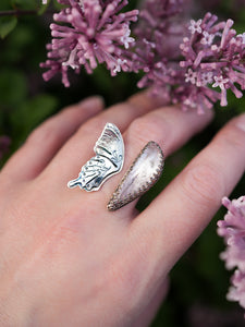 Kunzite Butterfly Open Ring Size 8.75 - 9