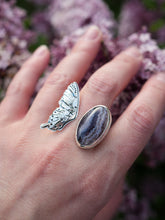 Load image into Gallery viewer, Chevron Amethyst Butterfly Open Ring Size 8 - 8.25