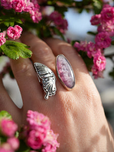 Lepidolite Butterfly Open Ring Size 9.75 - 10