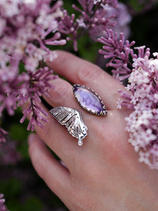 Amethyst Butterfly Open Ring Size 7.5 - 7.75