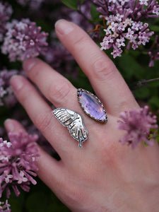 Amethyst Butterfly Open Ring Size 7.5 - 7.75