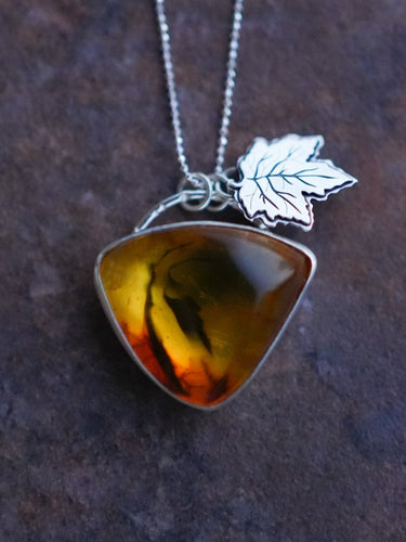 Maple Heart Necklace With Baltic Amber