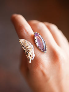 Amethyst Butterfly Open Ring Size 7.5 - 7.75