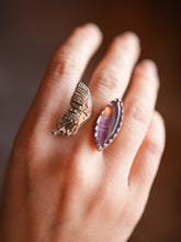 Load image into Gallery viewer, Amethyst Butterfly Open Ring Size 7.5 - 7.75