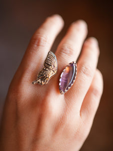 Amethyst Butterfly Open Ring Size 7.5 - 7.75