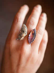 Amethyst Butterfly Open Ring Size 7.5 - 7.75