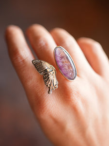 Lepidolite Butterfly Open Ring Size 9.75 - 10