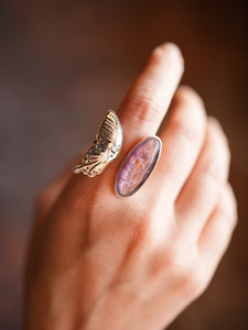 Lepidolite Butterfly Open Ring Size 9.75 - 10