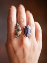 Load image into Gallery viewer, Chevron Amethyst Butterfly Open Ring Size 8 - 8.25