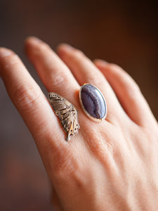 Chevron Amethyst Butterfly Open Ring Size 8 - 8.25