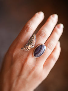 Chevron Amethyst Butterfly Open Ring Size 8 - 8.25