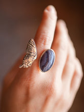 Load image into Gallery viewer, Chevron Amethyst Butterfly Open Ring Size 8 - 8.25