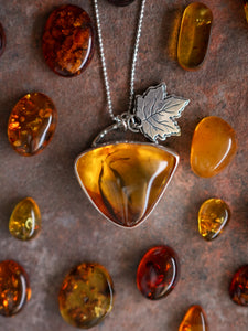 Maple Heart Necklace With Baltic Amber