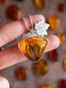 Maple Heart Necklace With Baltic Amber