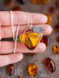 Maple Heart Necklace With Baltic Amber