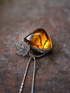 Maple Heart Necklace With Baltic Amber