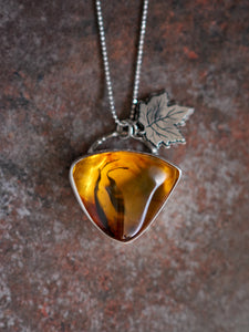 Maple Heart Necklace With Baltic Amber