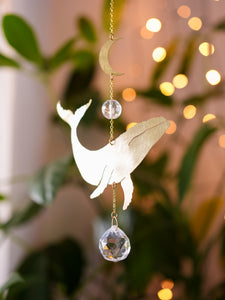 For Jessie: Whale & Moon Suncatcher. Hanging Prism