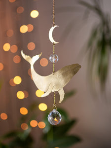 For Jessie: Whale & Moon Suncatcher. Hanging Prism