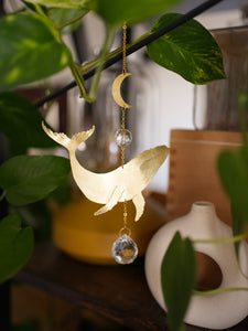 For Jessie: Whale & Moon Suncatcher. Hanging Prism