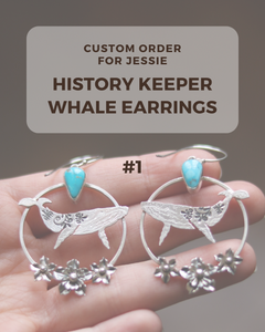 FOR JESSIE: History Keeper Whale Earrings with Turquoise